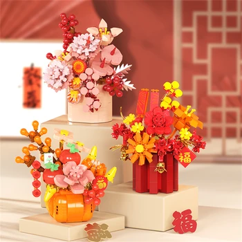 Eternal New Year Flower Bouquet Bonsai Potted Plant Micro Building Blocks Model Home Decoration Toy For Kid Birthday Gift﻿ ﻿ 2