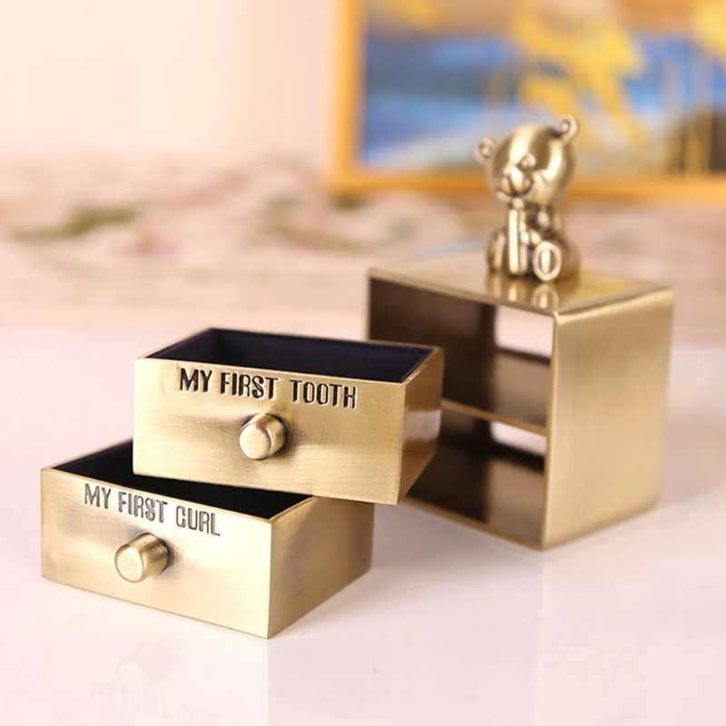 

Baby First Tooth and Curl Keepsakes Box Tooth Curl Box Tooth Fairy Holder Kids Teeth Curl Container Metal Gift Drop Shipping
