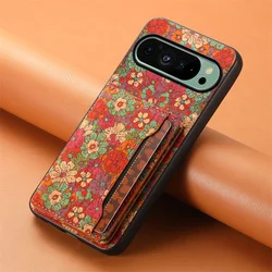 Floral Leather Magnetic Wallet Phone Case with Card Holder Back Cover - Pixel 6 (Summer)