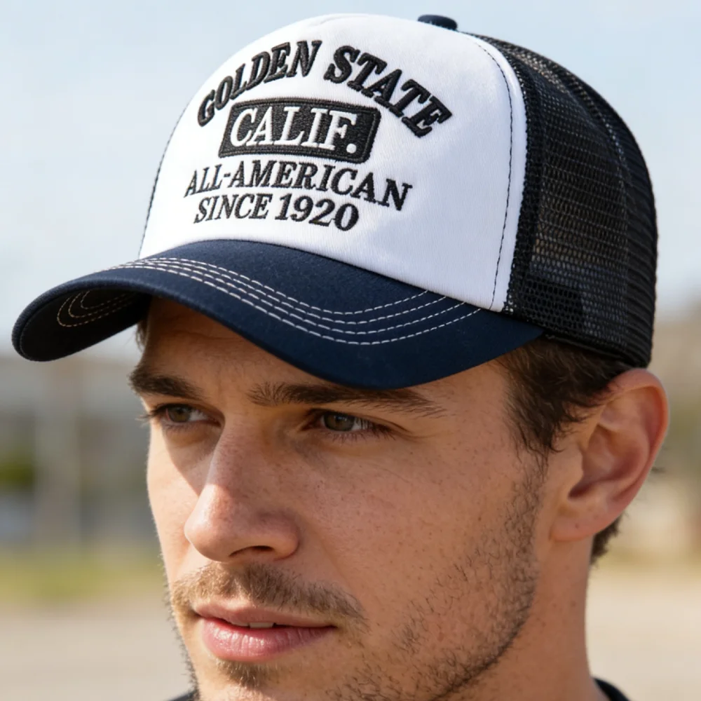 Heißer Verkauf Unisex Fashion Trucker Caps Golden State California Bestickte Mesh-Baseballkappe für Herren Damen Outdoor-Hüte und -Kappen – Detail 21