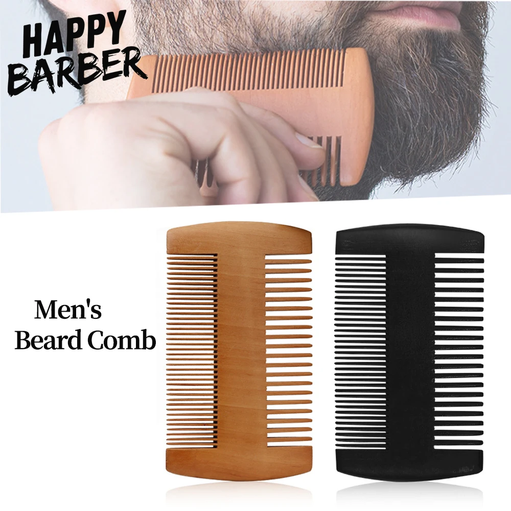 Professional Antistatic Natural Wooden Beard Comb Fine Teeth Lice Mustache Hair Comb Men Portable Pocket Beard Care Travel Comb