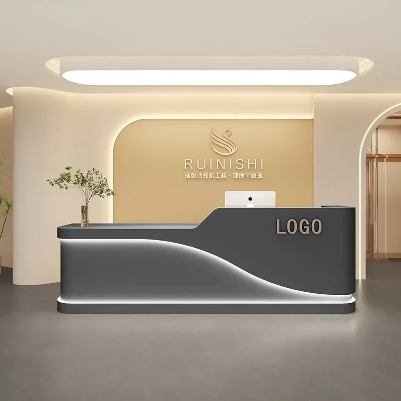 Supermarket Comptoir Caisse Bar Furniture，Shop Podium Reception Desk Cash Beauty Salon White Barbershop Simple Reception Desk