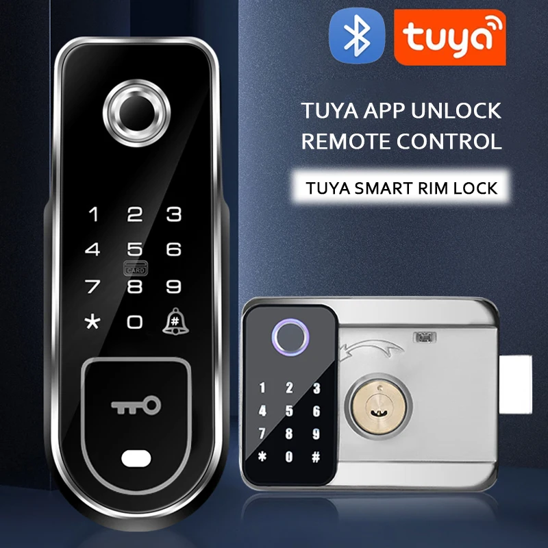 

Double Fingerprint Tuya Smart Electronic Lock Support IC Card Password Key APP Bluetooth Unlock for Home Security