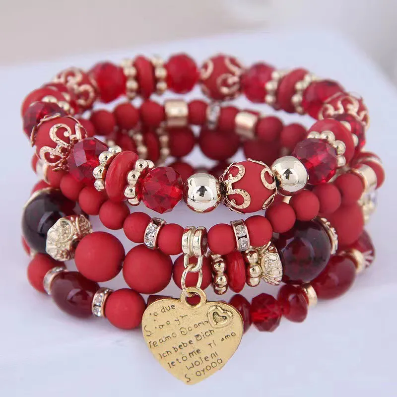 Vintage Quaste Multi-schicht Mischfarbe Perle Böhmen Männer Paar Armband Gewebt Frauen Armband Liebe Anhänger Schmuck Pulseras Geschenk – Detail 8