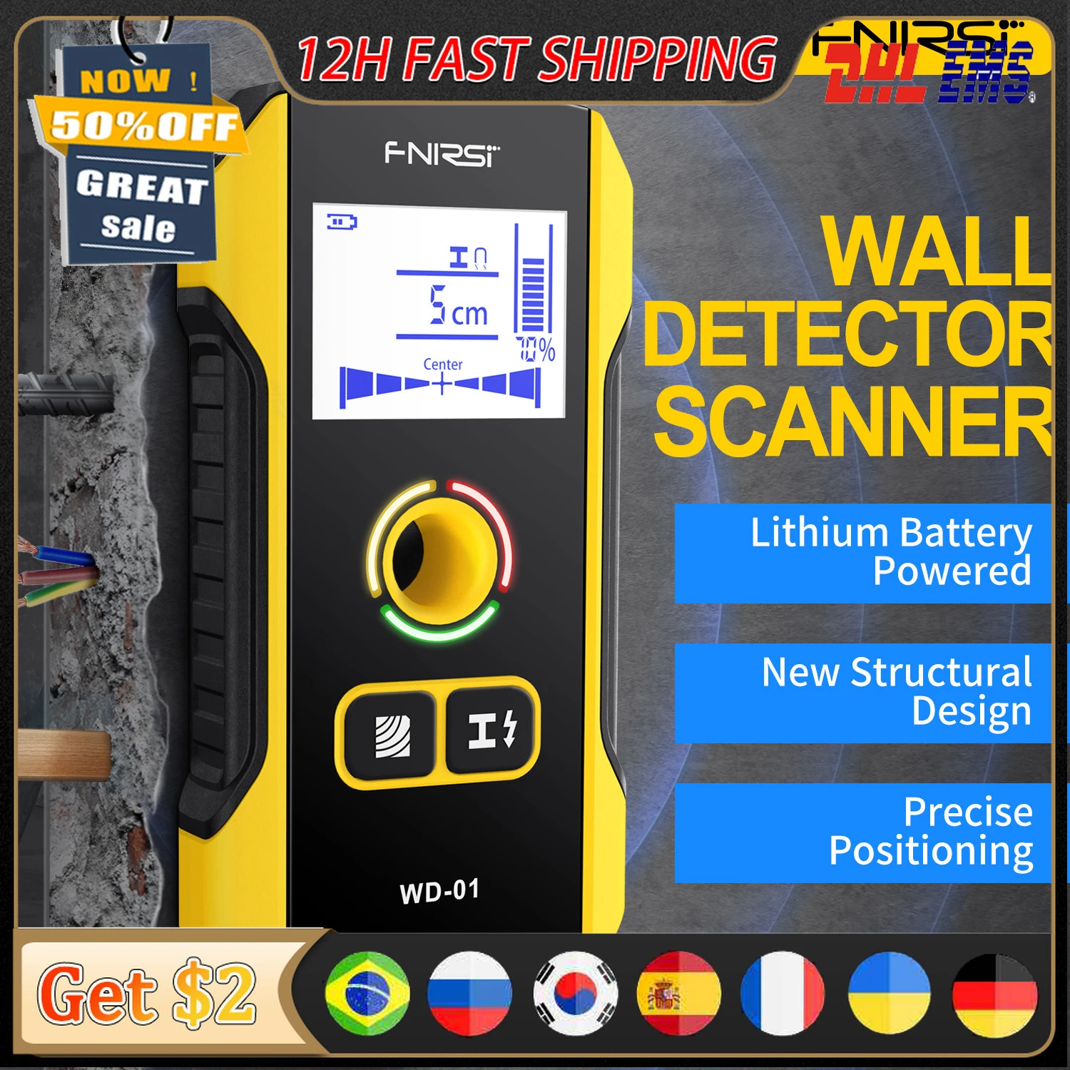 FNIRSI WD01 Metal Detector Wall Detectors Scanner NewDesigned
