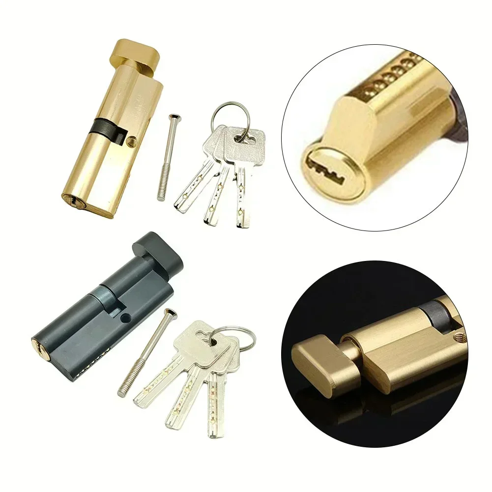 Door Lock Cylinder Aluminum Thumb Turn Cylinder Door Lock Core With 3 Keys Security Anti-theft Furniture Locks Keys