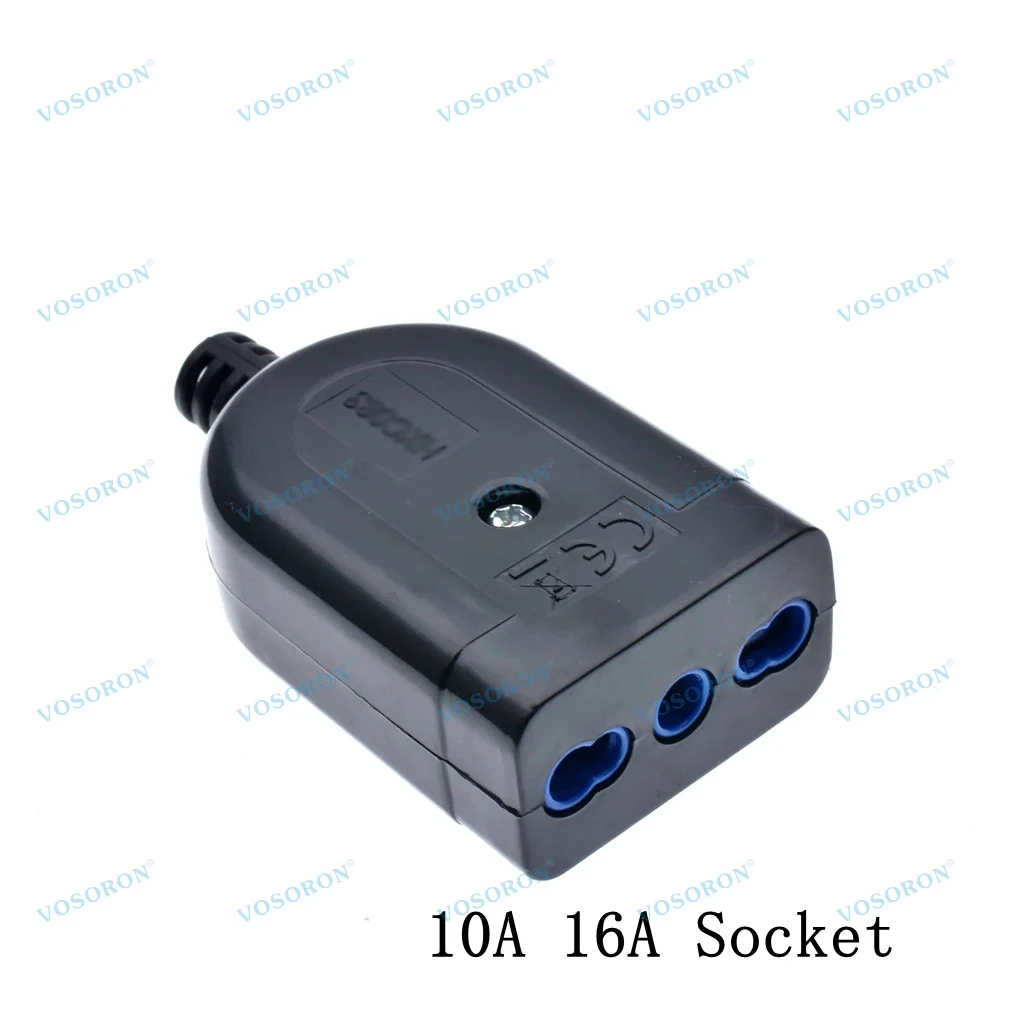 3 Pins Wiring Assembly Plug Italian Power Plug 10A/16A 250 AC Standard Power Adaptor Detachable Male For Uruguay Chile