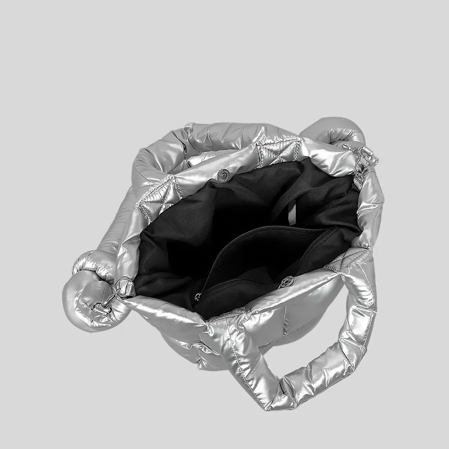 Designer Brand Lingge Quilted Padded Tote Nylon Women Handbags Luxury Down Cotton Shoulder Crossbody Bags Shopper Bag 2024