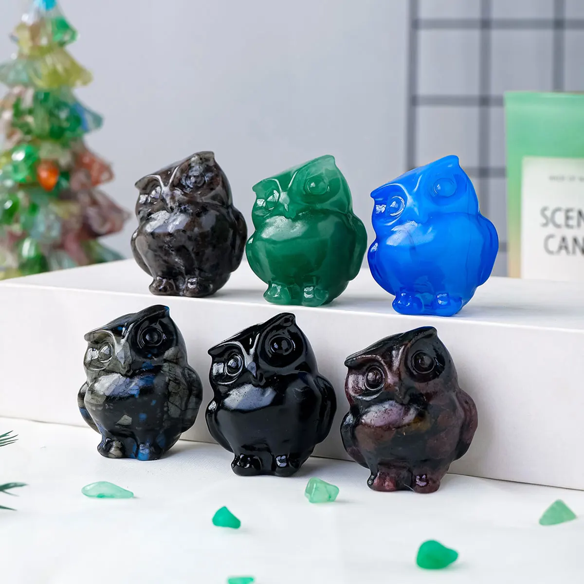 1pc natürlichen Kristall Mini geschnitzte Eule Kristall Geschenk Heils tein Wohnkultur Edelstein Handwerk Reiki Figur Tier Kind Geschenke – Detail 4