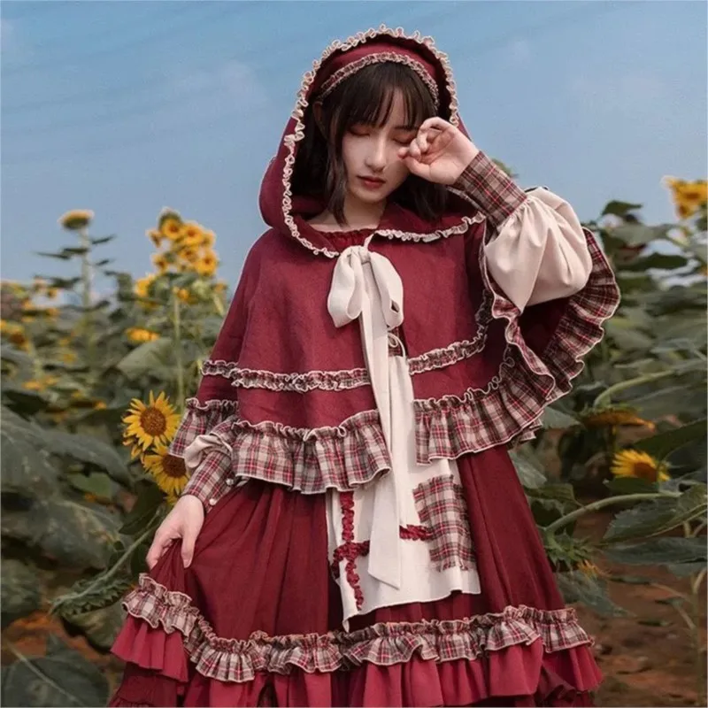 

Red New Skirt Little Riding Hood Full Set Year Clothes Dress