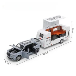 1/32 Diecast Alloy Off - road RV Toy Car with Sound and Light - Camping Adventure Vehicle (Grey)