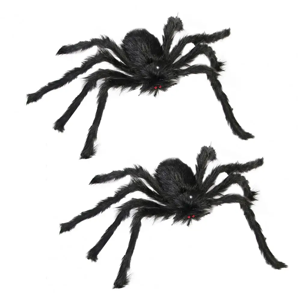 

2Pcs Plush Spider Horror Halloween Decoration with Red Eyes Halloween Simulation Creepy Black Spider Plush Toy Halloween decor