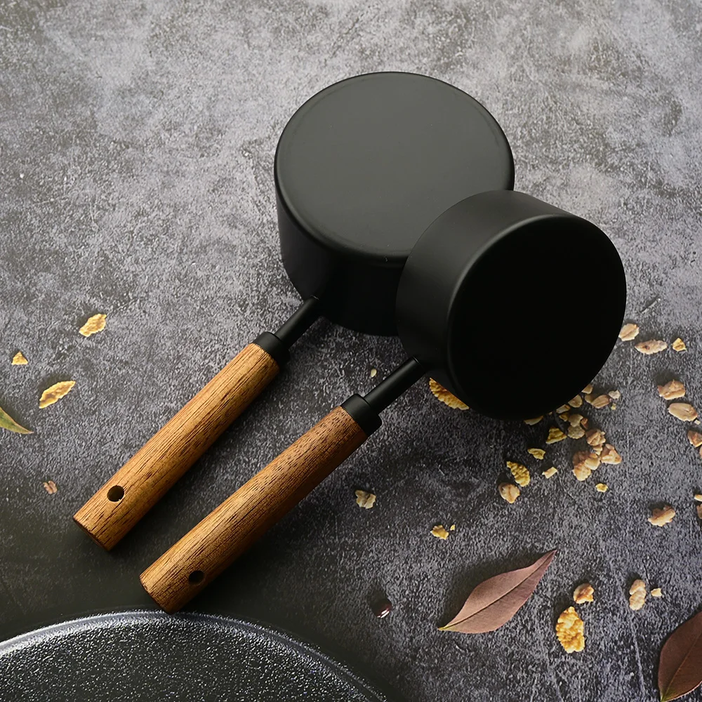 Description Picture 4 of item4/8Pcs Kitchen Baking Tools Bakeware Measuring Tools & Scales Set Stainless Steel Measuring Cups and Spoons With Wooden Handle