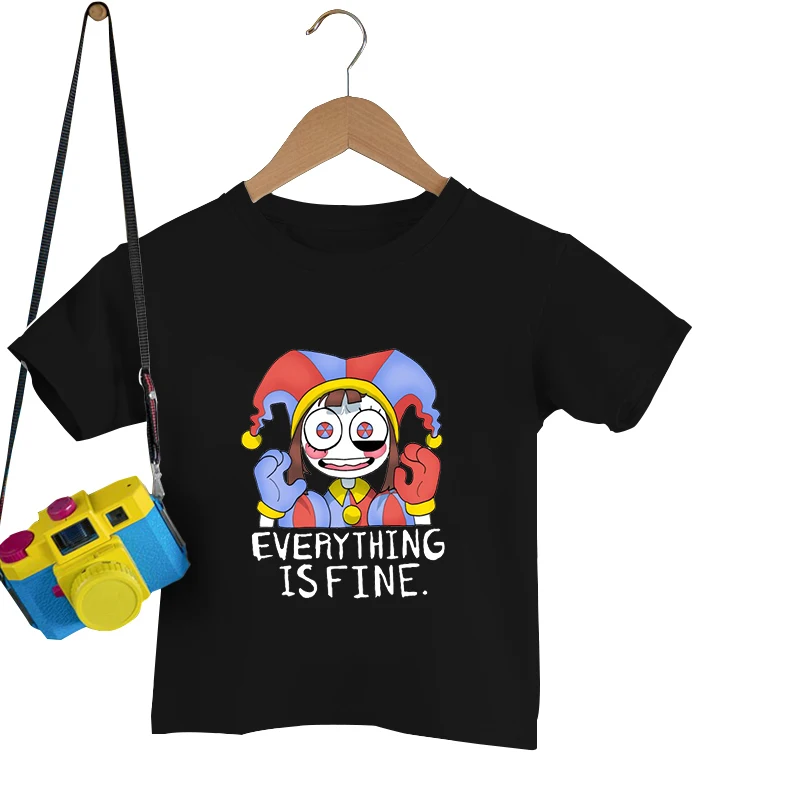 

Детская футболка с рисунком удивительного цифрового цирка, летние топы с рисунком аниме, детские футболки с коротким рукавом, одежда для детей 4-14 лет