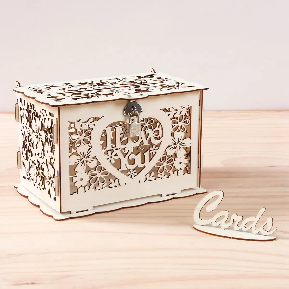 Wooden Gift Card Boxes Wedding Gift Card Box Money Box with Lock DIY Wedding Decoration Party Supplies