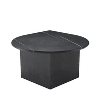 Ensemble de table basse en marbre noir au design italien, tables gigognes en forme de feuille, table d'appoint de canapé triple de luxe pour décoration de salon 4