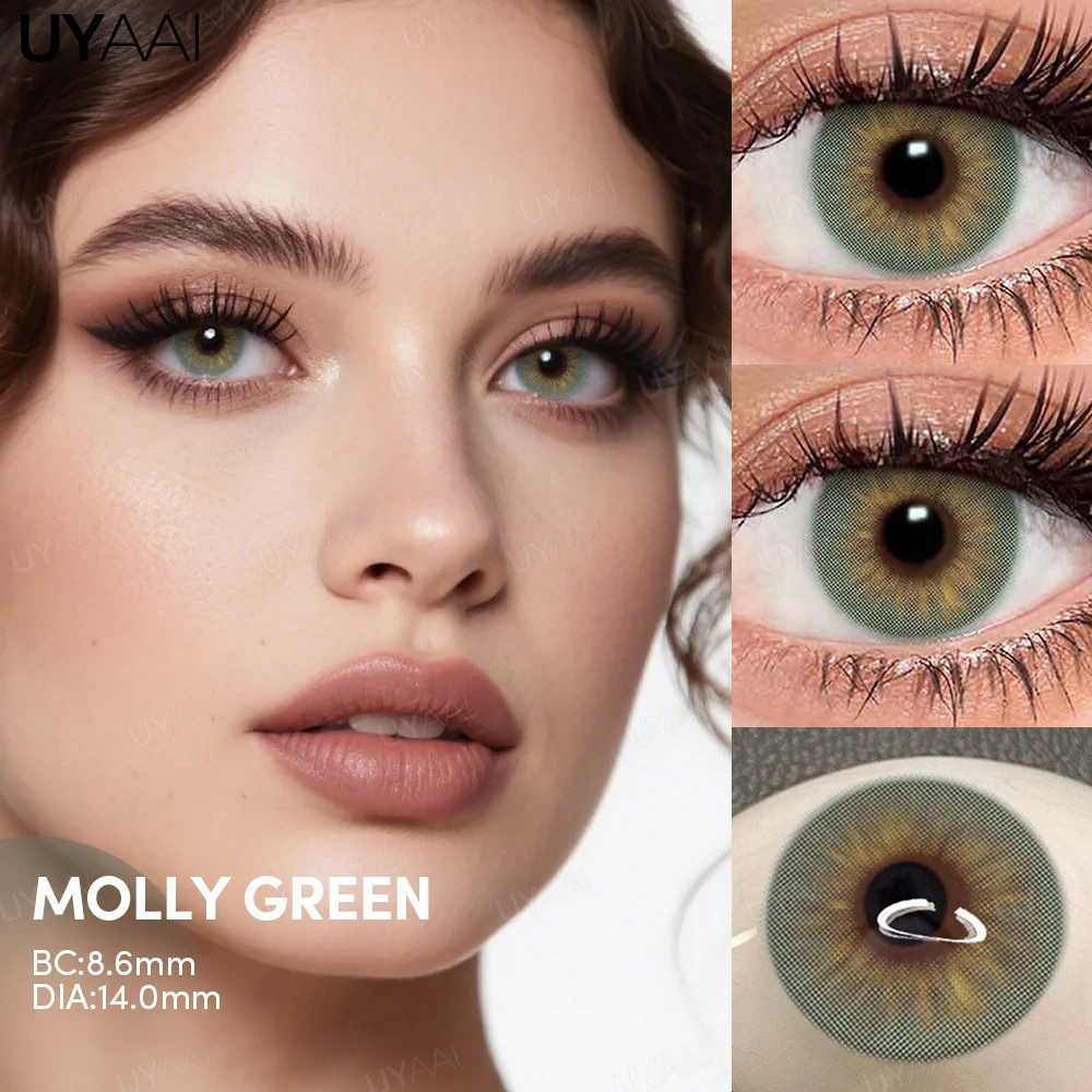 Enhanced Fashionable Colored Contact Lenses in Beauty Green and Natural Brown