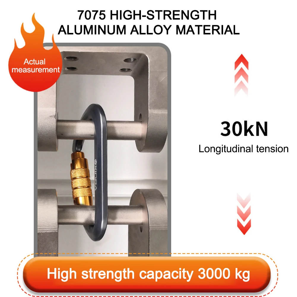 30kN Rock Climbing Carabiner Heavy Duty Caribeaner Clips Mountain Caribiniers for Rock Climbing Rappelling and Mountaineering