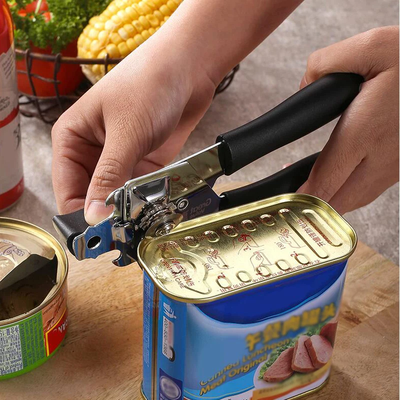 Can Opener, 3-in-1 Multifunctional Tin & Can Opener, Manual Kitchen Tool,  Professional Ergonomic Heavy Duty Safety Manual Can Opener for Seniors With