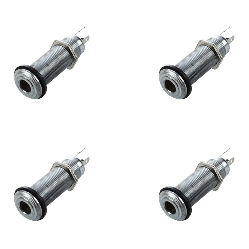 

Quality 4X 1/4 Inch Chrome Cylinder Flush Mount Jack For Electric Guitar Bass