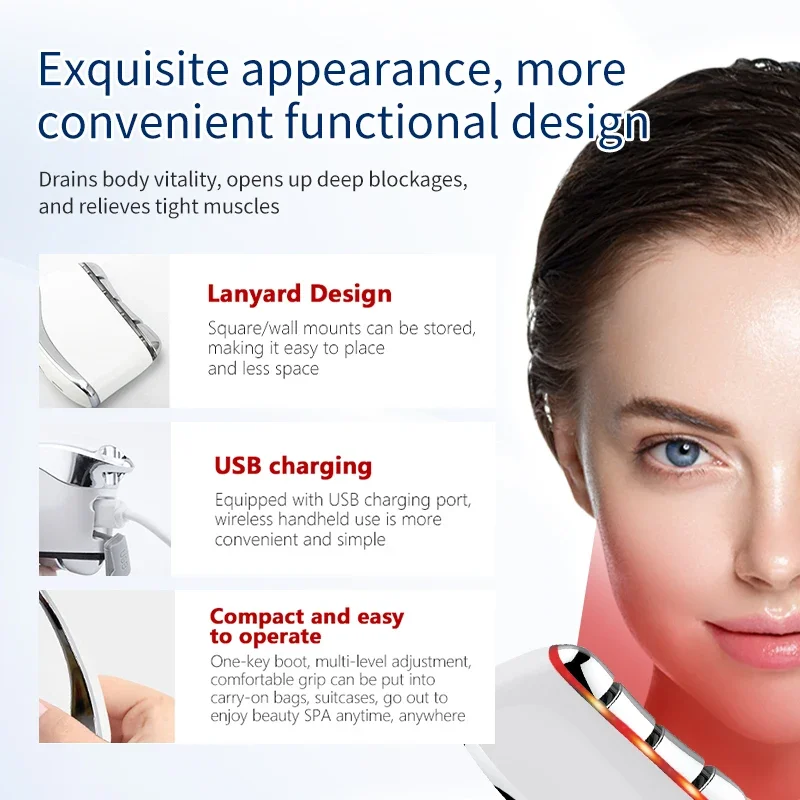 Facial EMS Dredging Meridians and Tightening Electric Constant Temperature Micro Current Scraping Board V-face Massage Brush