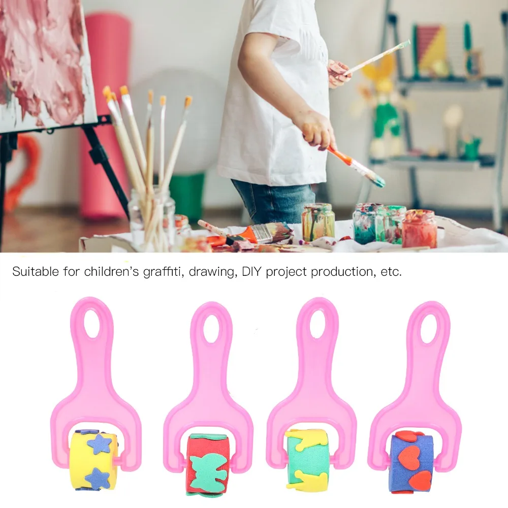 8PCS 소프트 스펀지 헤드 스펀지 롤러 브러쉬 부드러운 롤링 접촉 경량 핸드헬드 폴 DIY 페인팅 롤러 도구
