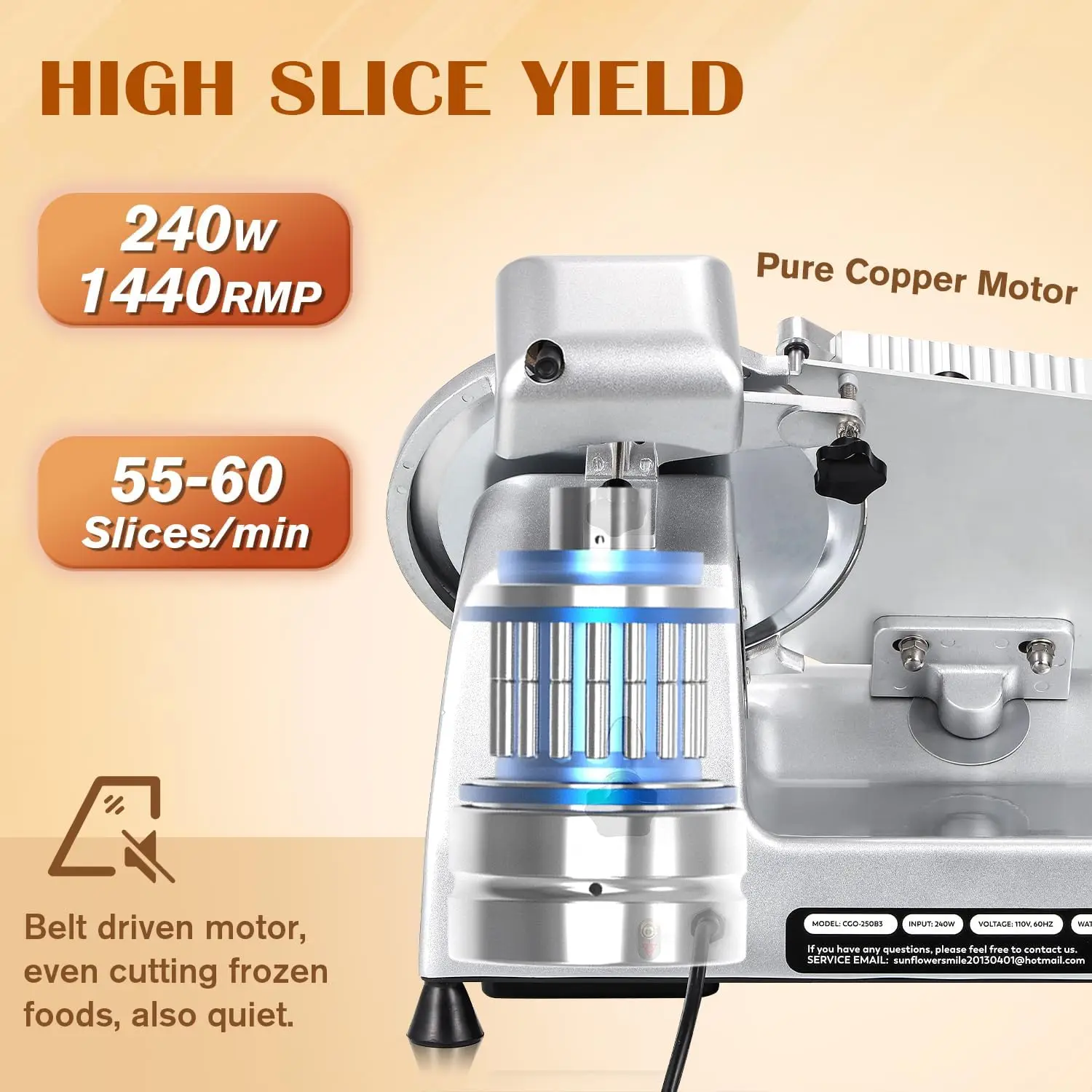 Cgoldenwall Commercial Meat Slicer 240W Meat Slicer Machine, 0-0.7"" Adjustable Thickness Electric Deli Meat Cheese Food 2