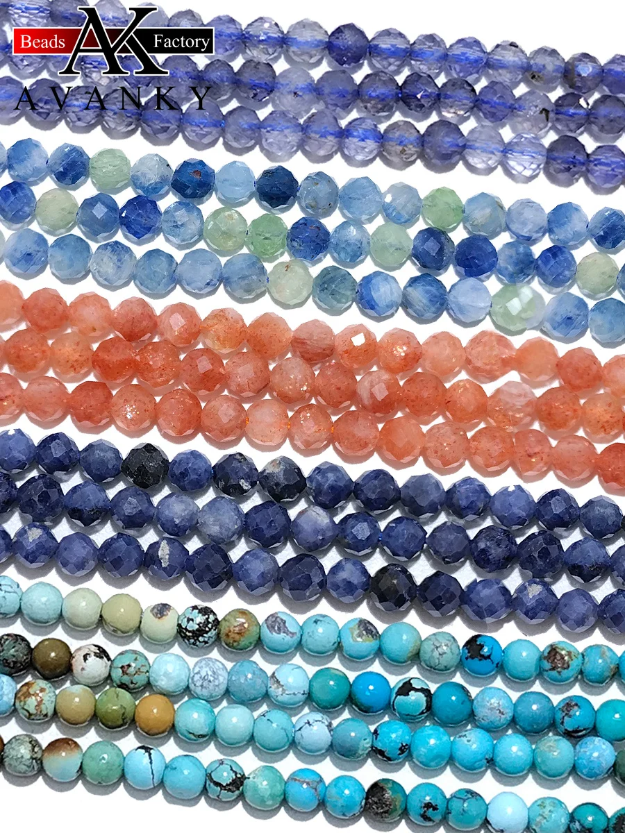 

Natural Stone SunStone Cordierite Kyanite Sapphire Turquoise For Jewelry Making Spacer Beads Diy Bracelets Accessories 15‘’