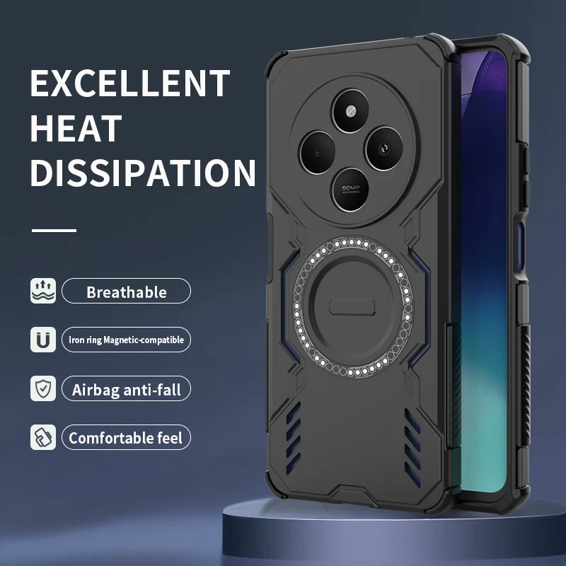 Enhanced Armor Protective Heat Dissipation Phone Case with Magnetic Shockproof Shell