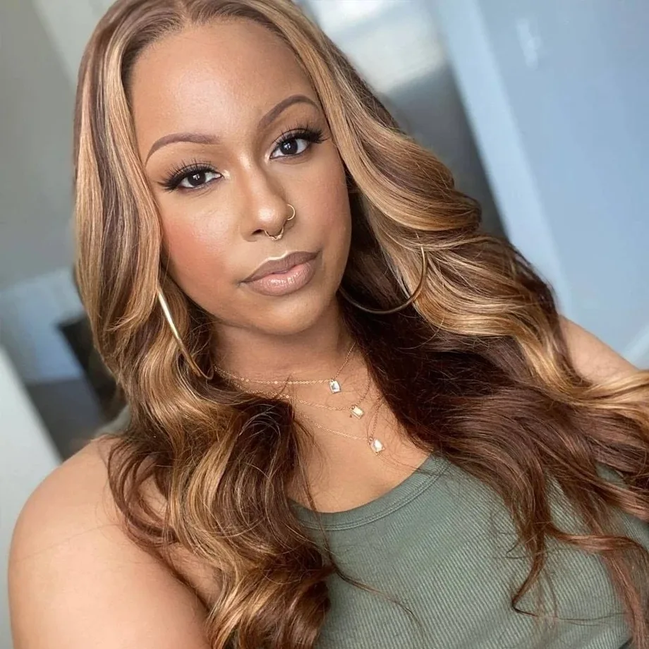Body Wave Lace Front Wig Brazilian Colored Human Hair Wigs For Black Women Honey Blonde Highlight 30 Inch HD Frontal Lace Wigs