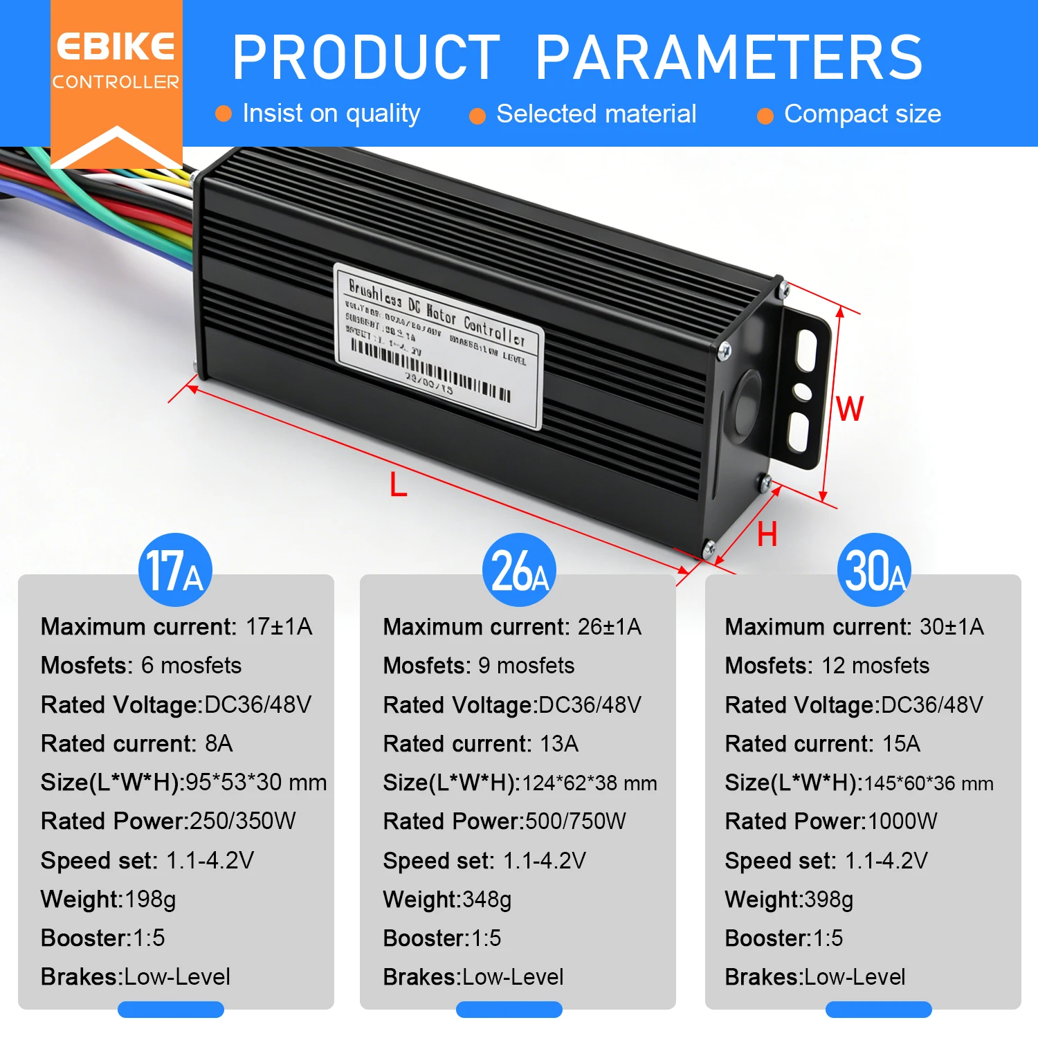 Ebike Sinawave 3 모드 컨트롤러 24V/36V/48V 17A 26A 30A LCD 디스플레이 S966 250W-1000W 휠 허브 모터 변환 부품용
