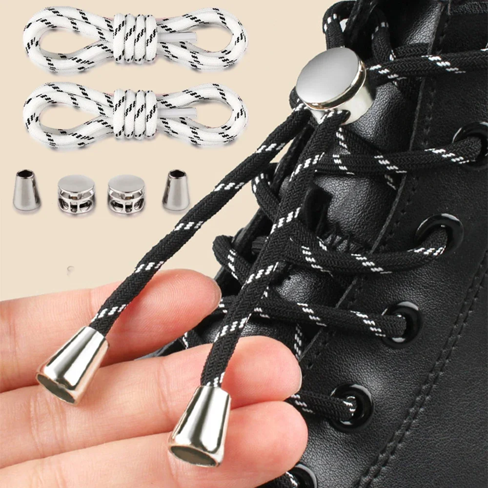 

Эластичные шнурки для обуви без завязывания, резиновые ленты для кроссовок, растягивающиеся фиксаторы для ленивых, круглые, 1 пара