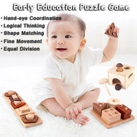 Montessori Toys Wooden Building Blocks Color Shape Matching Sorting Stacking Game  Sensory Fine Action Children Educational Toys 2