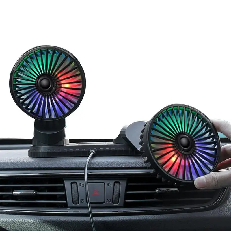 

Mini Fan For Car Car Cooling Fan Double Head Car Dashboard Vent Fan With Strong Wind Desk Fan 3-Speed 360 Degree Rotatable For