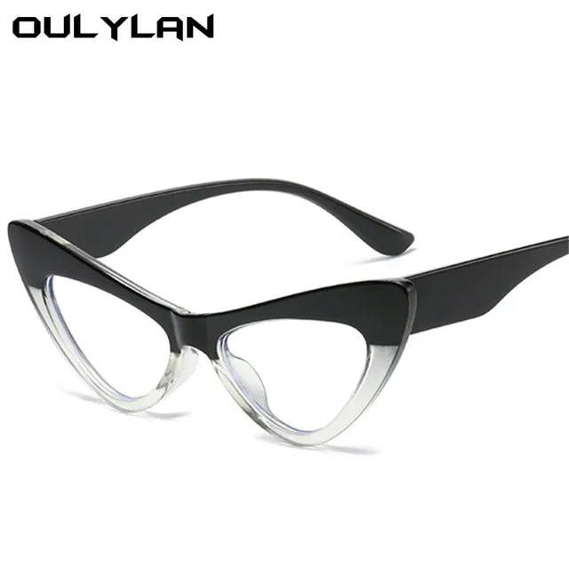  - Oulylan Cat Eye Spectacles Frame for Women Blue Light Blocking Eyeglasses Frames Ladies Sexy Computer Prescription Fake Glasses