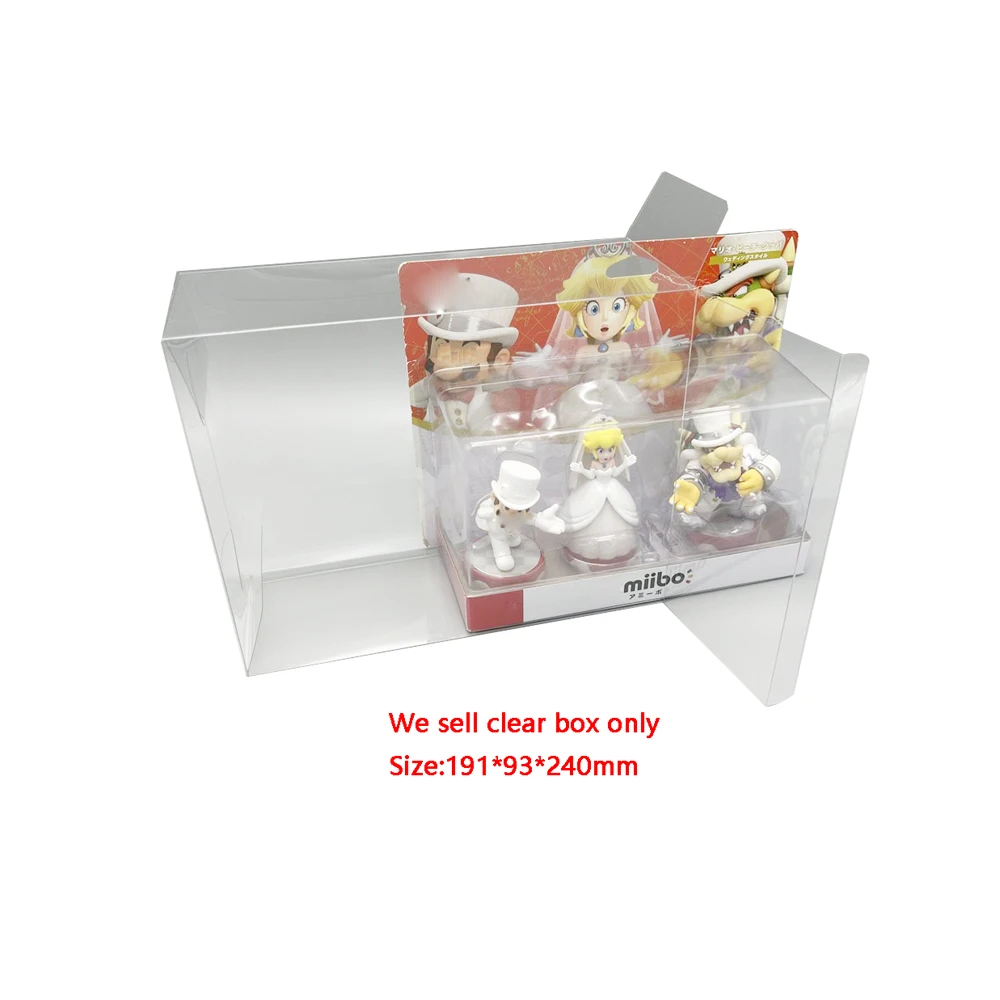 

10PCS PET Clear transparent protective box For amiibo Mari-o wedding use Display collection box