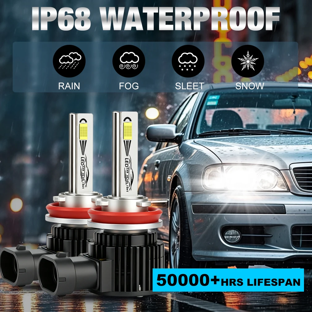 S&D H8 H11 LED CANBUS 안개등 전구 80W H7 LED 헤드라이트 9005 HB3 9006 HB4 6000K LED 주간 주행등 30000LM 12V