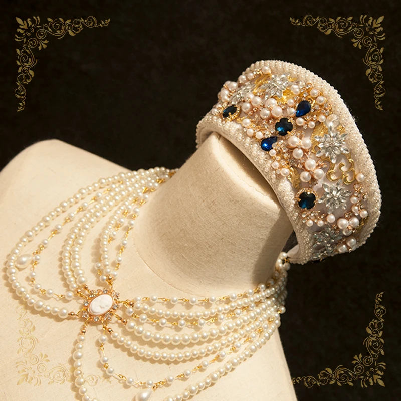 

Crown Crystal Pearl Handmade Classical Palace Style Exquisite Customized Photography Props Suitable Stage Clothing Accessories