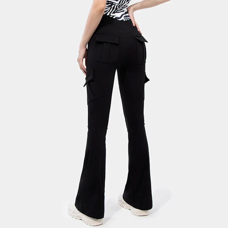 Flare Bootleg Yoga Pants with Pockets – High Waist Plus Size Workout Trousers