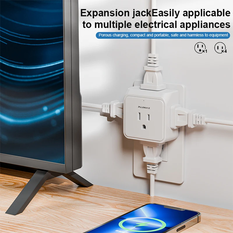Surge Protector 5 Sockets Outlet Power Strip Multi Tap Plug Electrical Charge Adapter Miniature Plug Wall Adapter