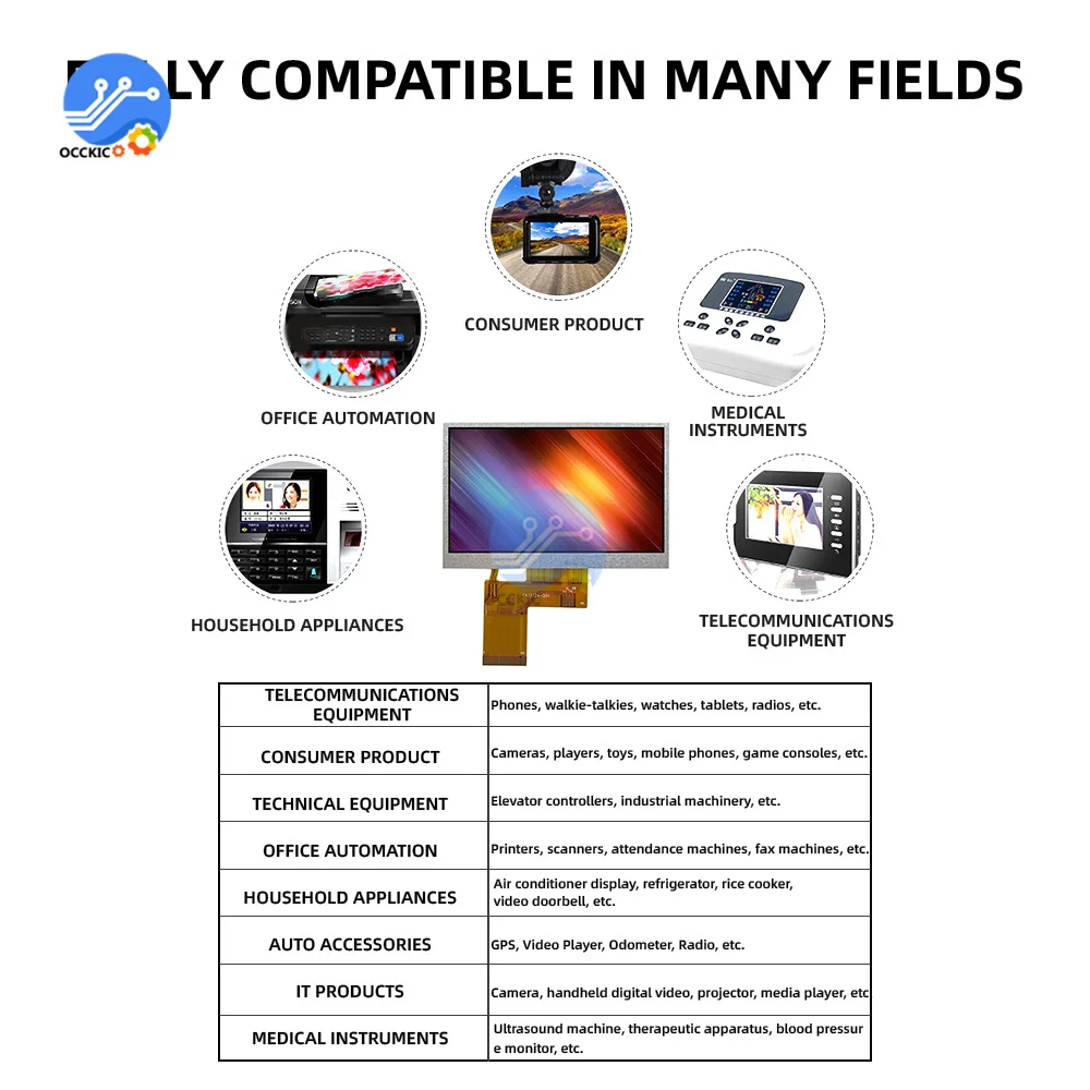 4.3 Inch 480xRGBx272 GC3047 Driver 350 Bright TFT Lcd Display Module Without Touch 40PIN RGB