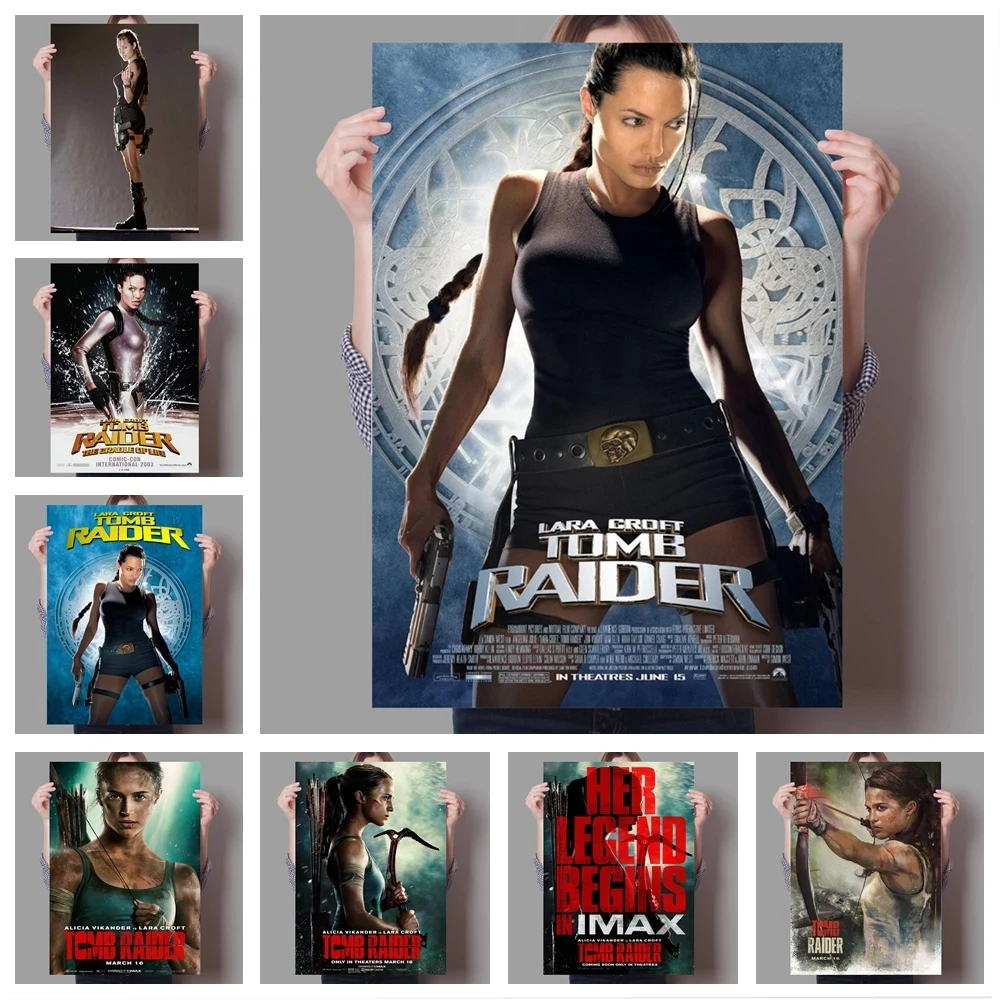 

Classic Action Adventure Movie Lara Croft Tomb Raider Family Wall Art Decor Poster Gift Angelina Jolie Starring Canvas