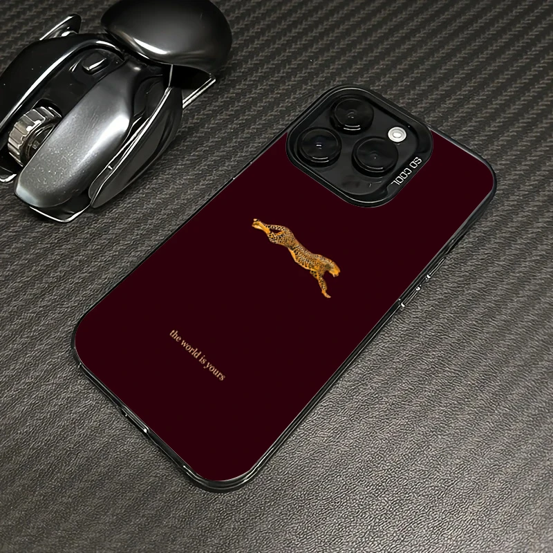 Wine Red Leopard Pattern Matte Texture Phone Case Cover