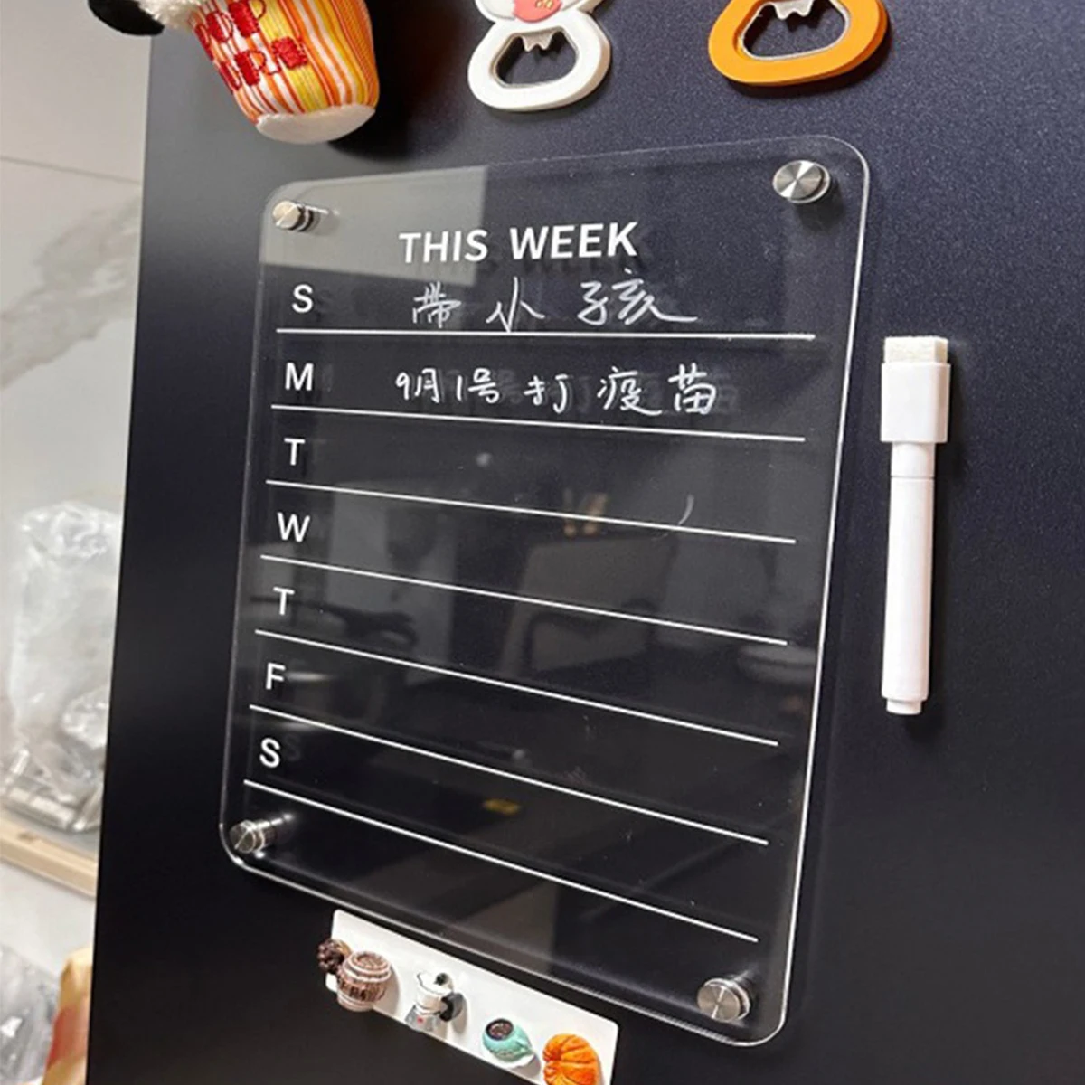 Magnetic Transparent Display Board Message Board Acrylic Weekly and Monthly Plan Reusable, Home Business Office Supplies
