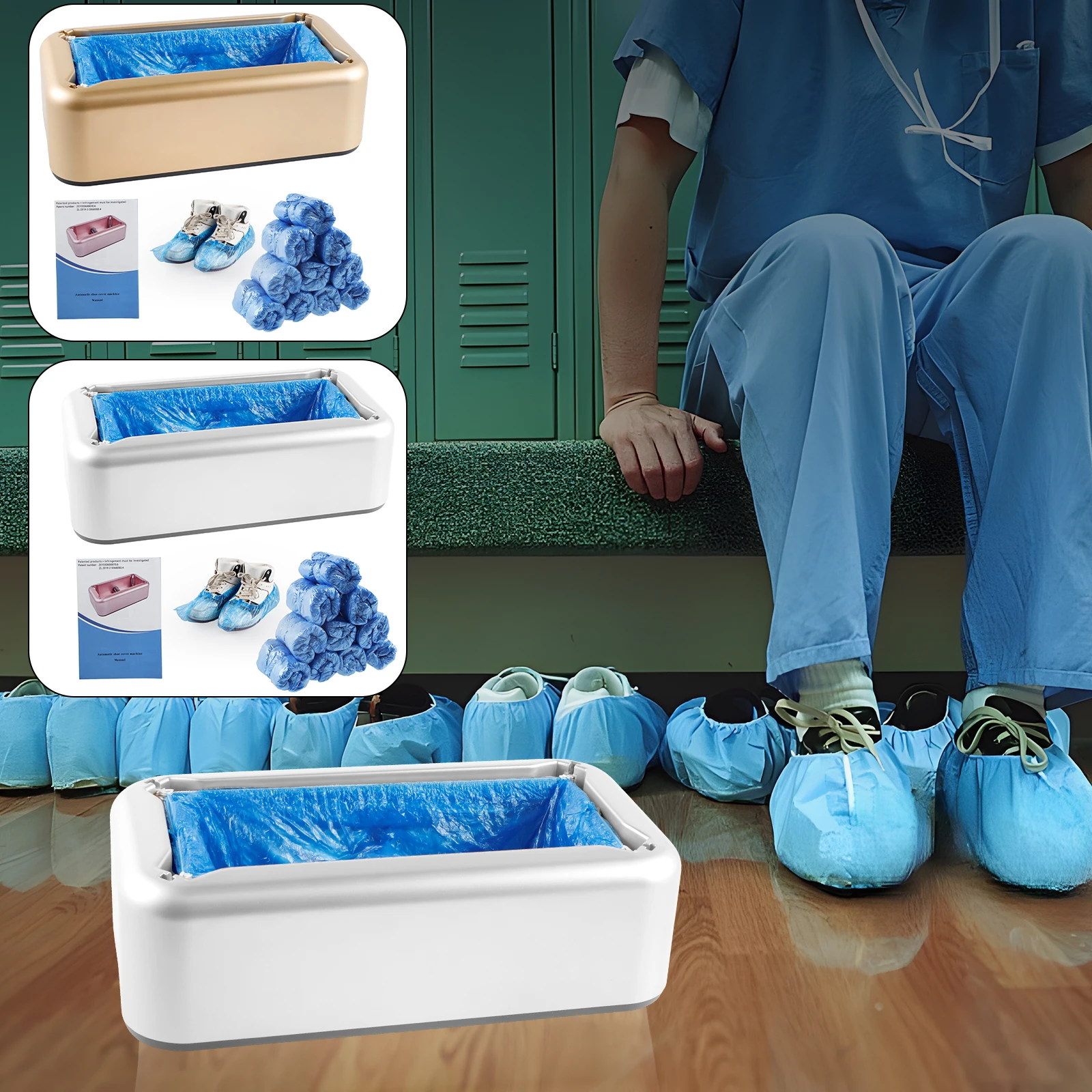 

Автоматический дозатор бахил для обуви с 200 шт. бахил для обуви, противоскользящий дозатор бахил для обуви