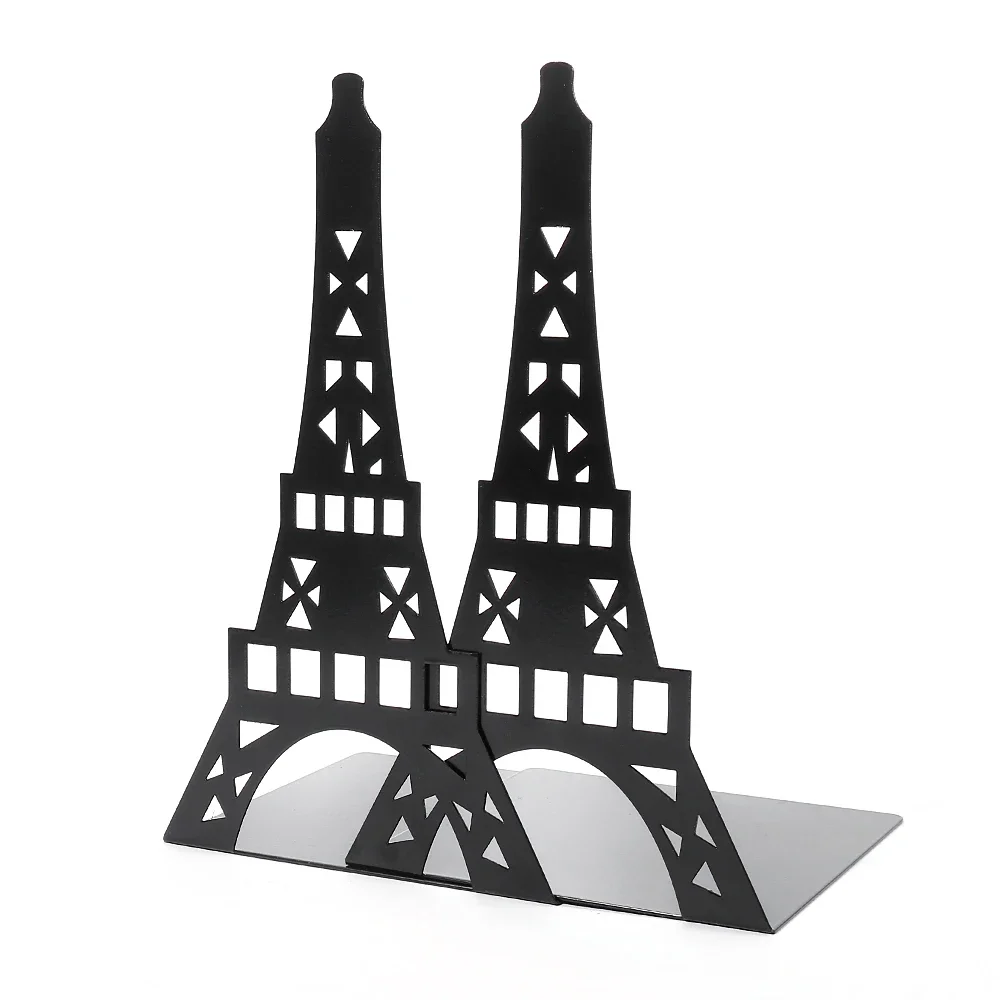 Eiffel Tower Hollow Metal Bookends Book Holder Office Table Desk Decoration Book Support Learning Work Tools Men Women