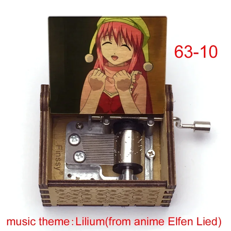 Japanese Anime Elfen Lied Music Box Music Theme Lilium Lucy Print Wood Musical Box Toys for Kids Girls Friends Home Decor