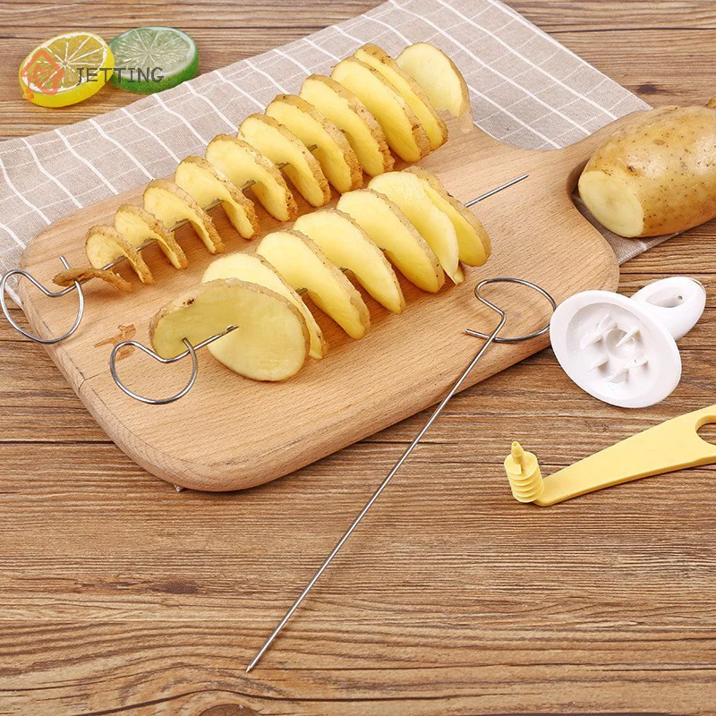 6pcs/set Stainless Steel Plastic Rotate Potato Slicer Twisted Potato Spiral Slice Cutter Creative Vegetable Tool Kitchen Gadgets 1