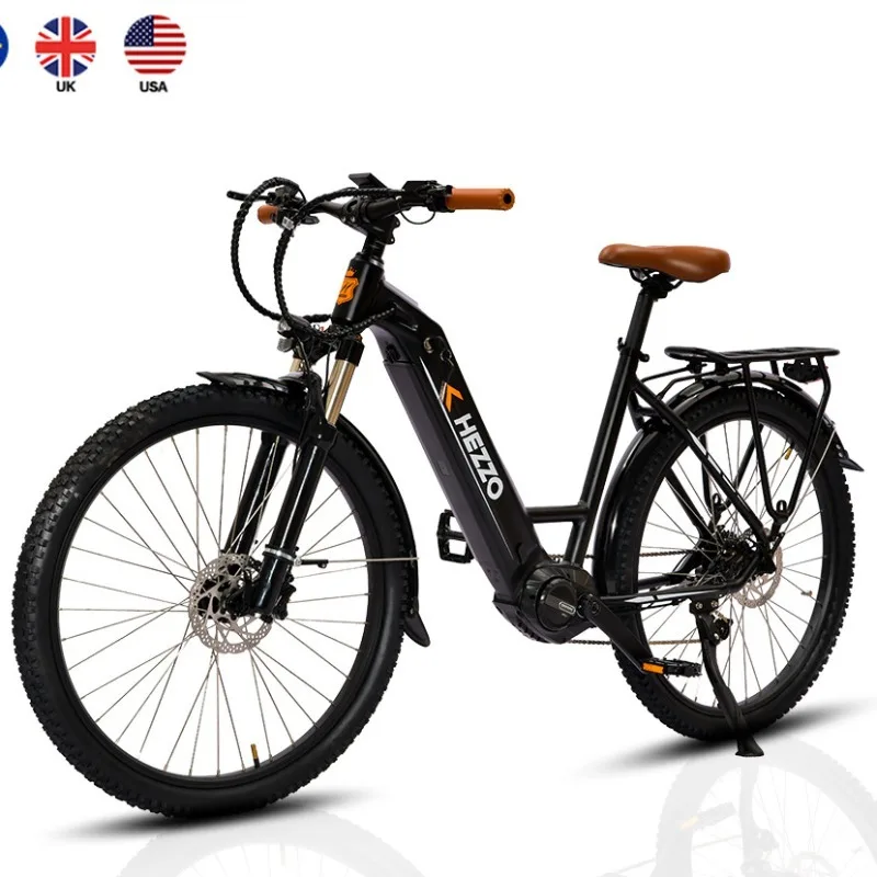 HEZZO HM-S27 Electric Bicycle Middle Drive Motor City E Bike 500W 48V Bafang M600 17.5AH LG ithium Battery Ebike For Adults