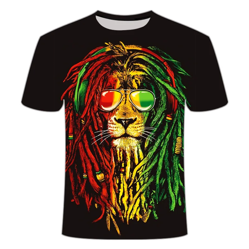 

Men's short-sleeved top Outdoor casual fashion 3D digital printed male lion and dog animal print T-shirt